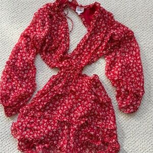 Floral Red Mini Dress